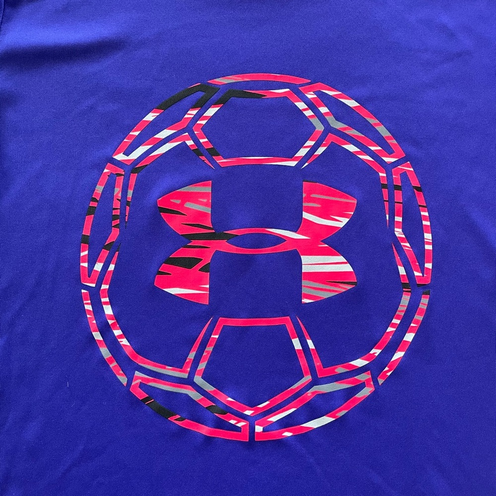Girls purple soccer Under Armour shirt